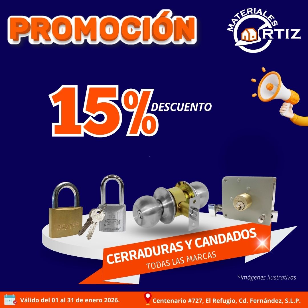 15% DESCUENTO EN CANDADOS Y CERRADURAS