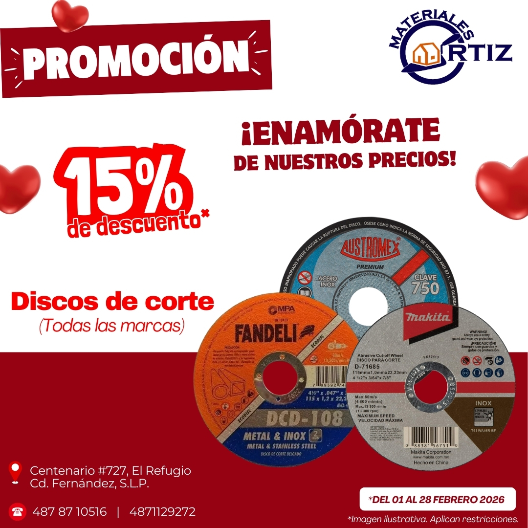 15% DE DESCUENTO DISCOS DE CORTE